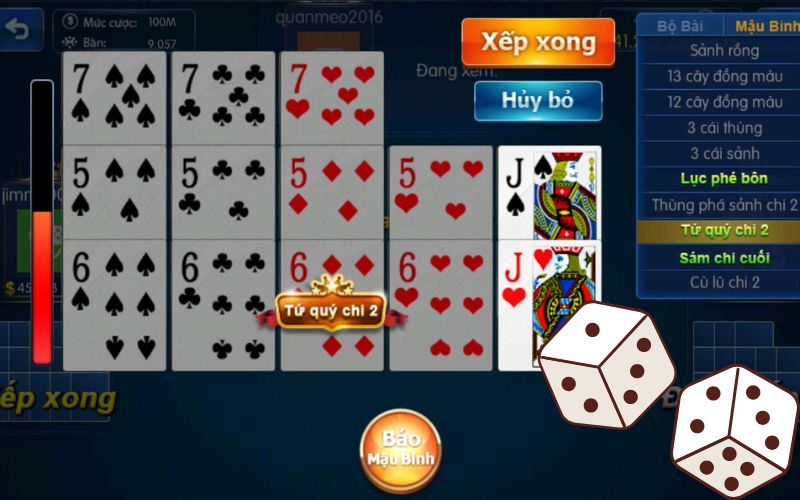 Cách sắp xếp bài trong mậu binh để tạo bộ mạnh